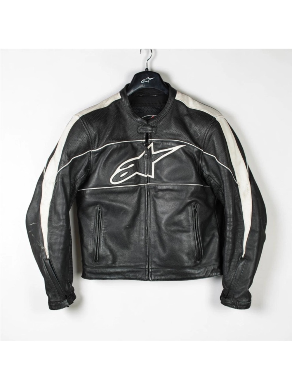 Alpinestars Relaxed Fit ATL Cowleather Motorcycle Jacket Mens Medium Black White